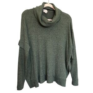Anthropologie Postmark Green Turtleneck Oversized Sweater Dolman Sleeve Small